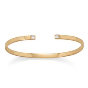 14 Karat Gold Plated CZ Thin Cuff Bracelet Item #: 23581
